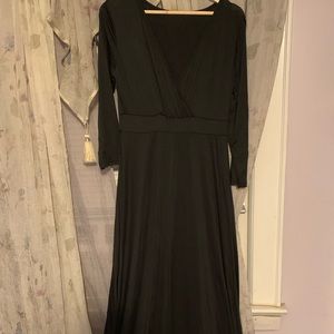 Quarter sleeve long Black Dress